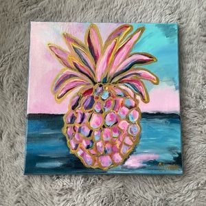 Handmade Pineapple Canvas Decor Painting